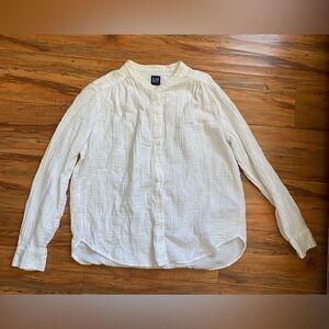 GAP Gauze White Womens Button-Up Shirt sz Large